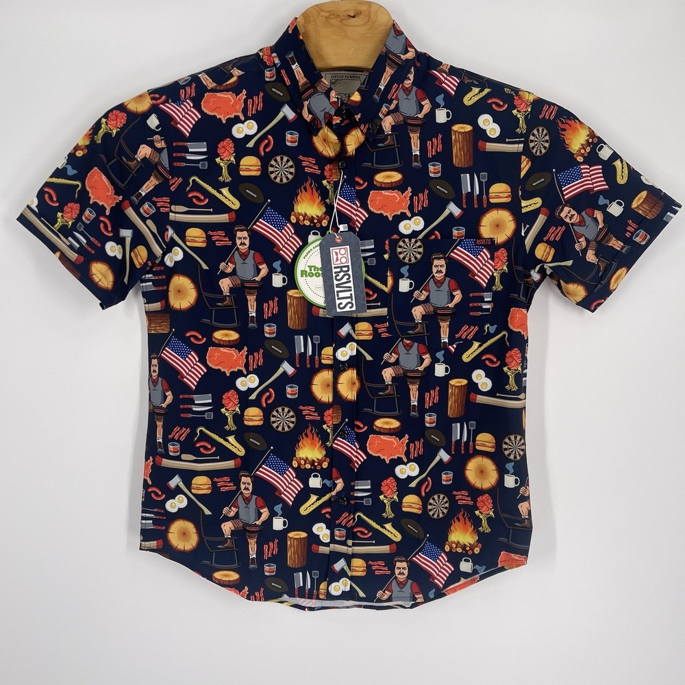 RSVLTS Parks and Recreation The Ron Swanson Kunuflex Shirt Mens Medium NWT